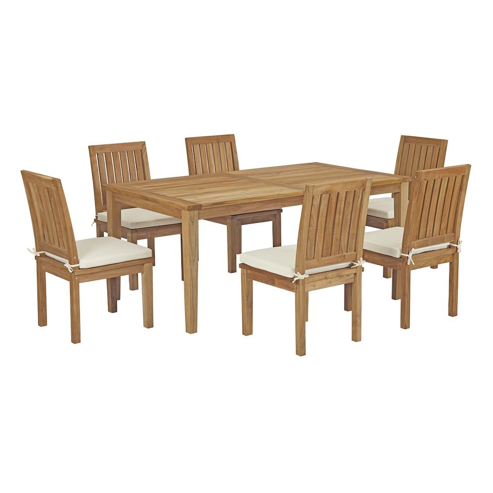 Marina 7 Piece Outdoor Patio Teak Dining Set. Picture 1