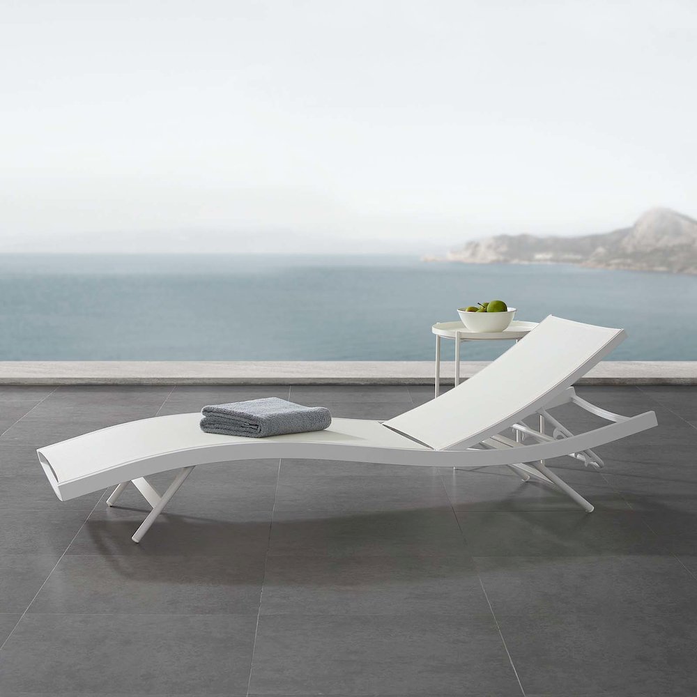 Glimpse Outdoor Patio Mesh Chaise Lounge Chair. Picture 7