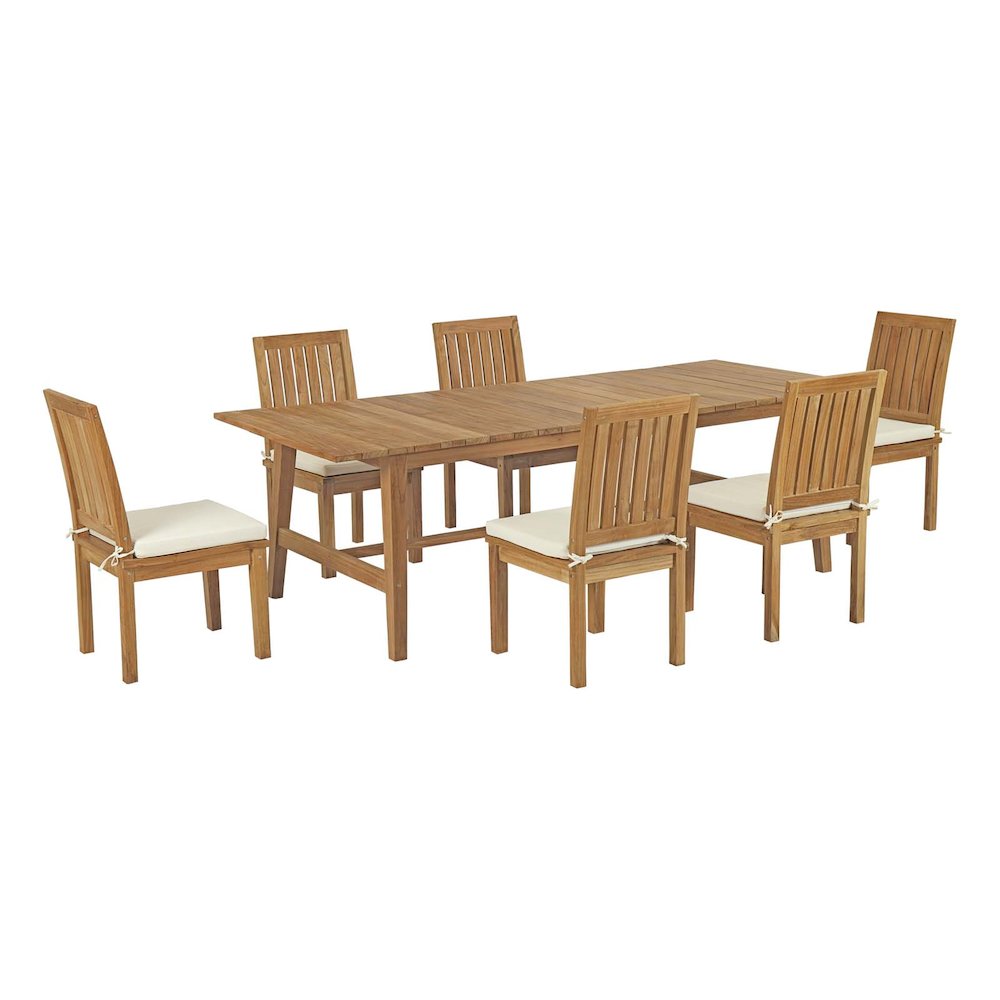 Marina 7 Piece Outdoor Patio Teak Dining Set. Picture 1