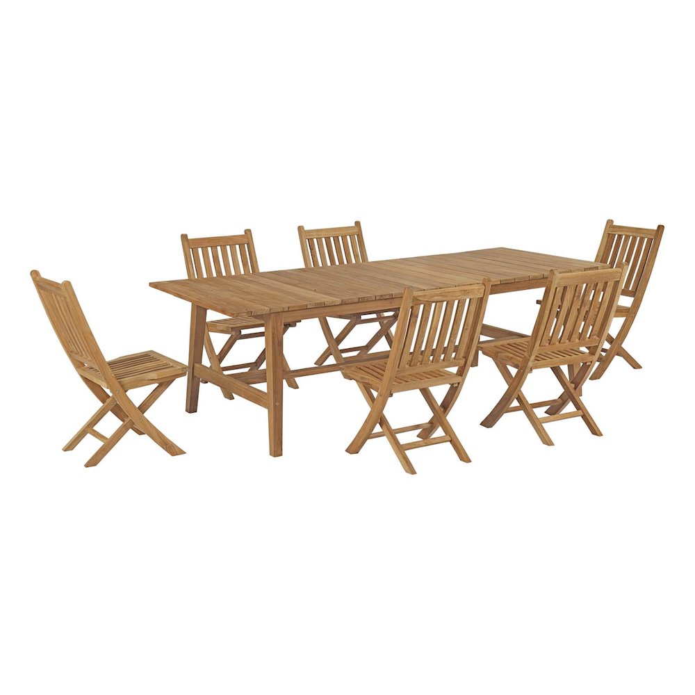Marina 7 Piece Outdoor Patio Teak Dining Set. Picture 1