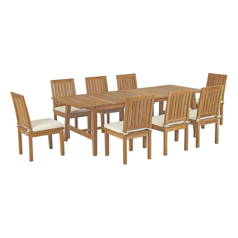 Marina 9 Piece Outdoor Patio Teak Dining Set. Picture 1