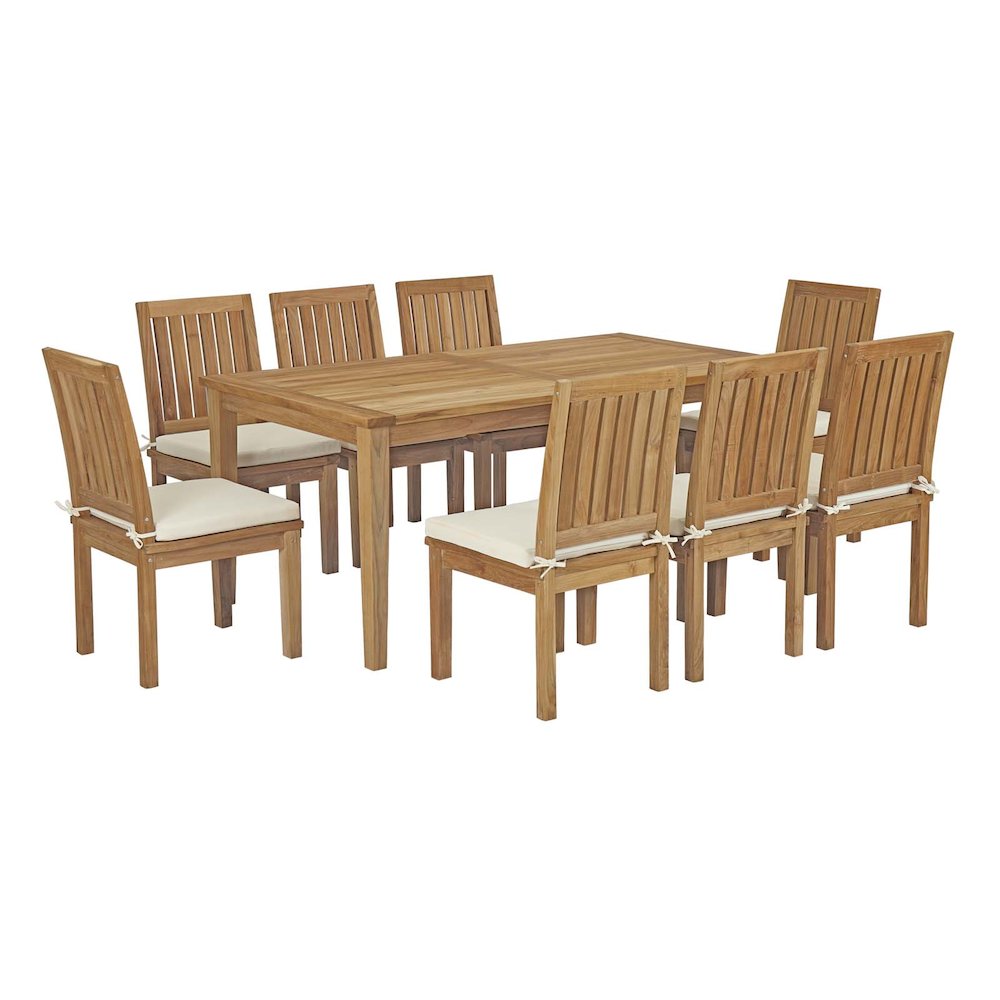 Marina 9 Piece Outdoor Patio Teak Dining Set. Picture 1