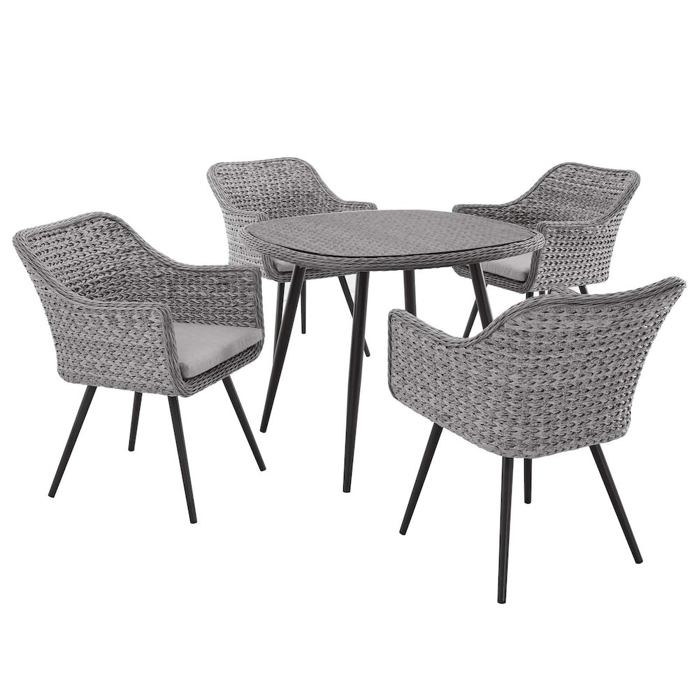 Endeavor 5 Piece Outdoor Patio Wicker Rattan Dining Set. Picture 1