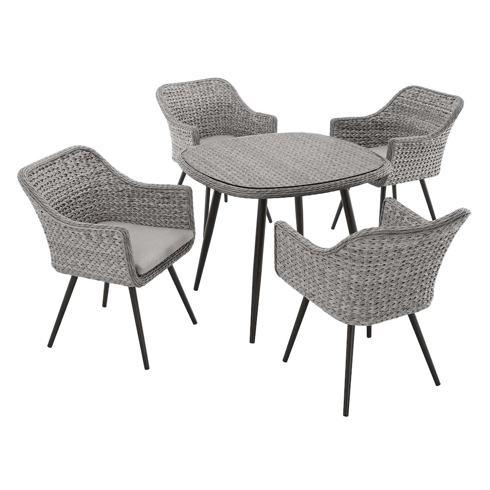 Endeavor 5 Piece Outdoor Patio Wicker Rattan Dining Set. Picture 2