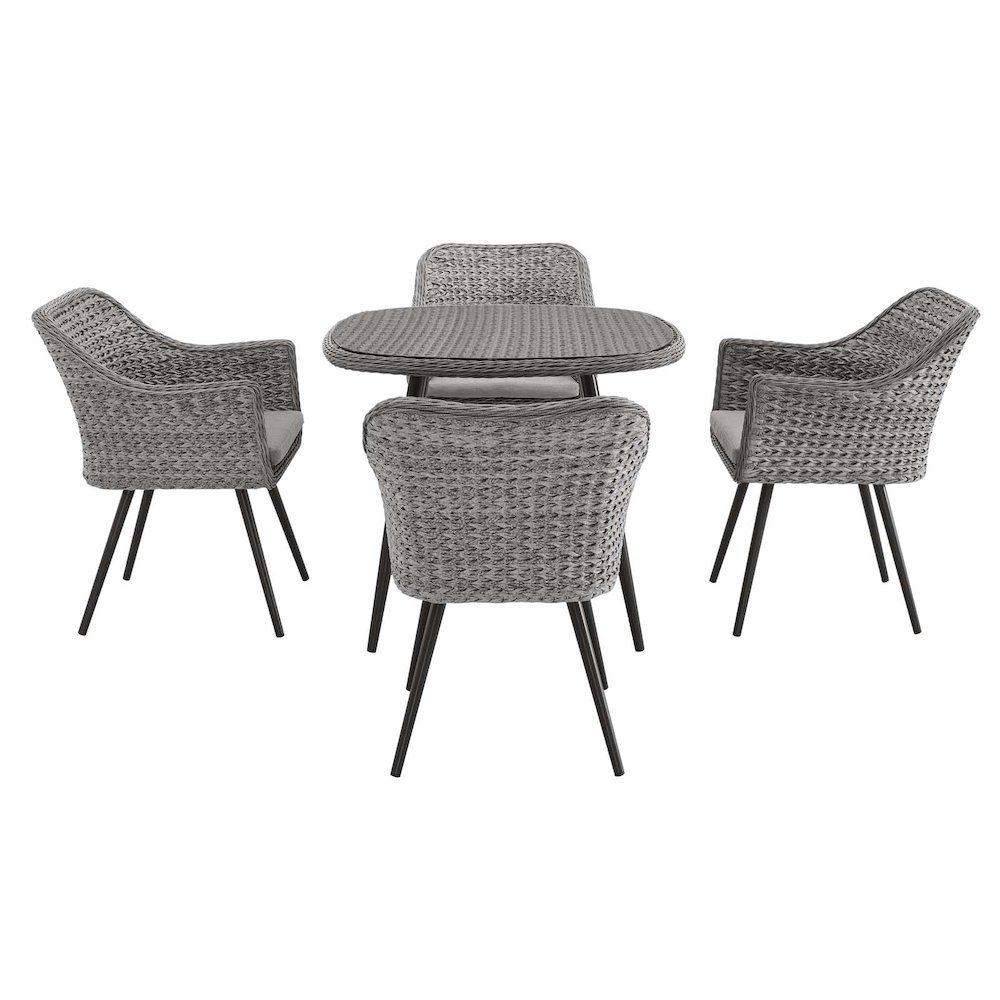 Endeavor 5 Piece Outdoor Patio Wicker Rattan Dining Set. Picture 3
