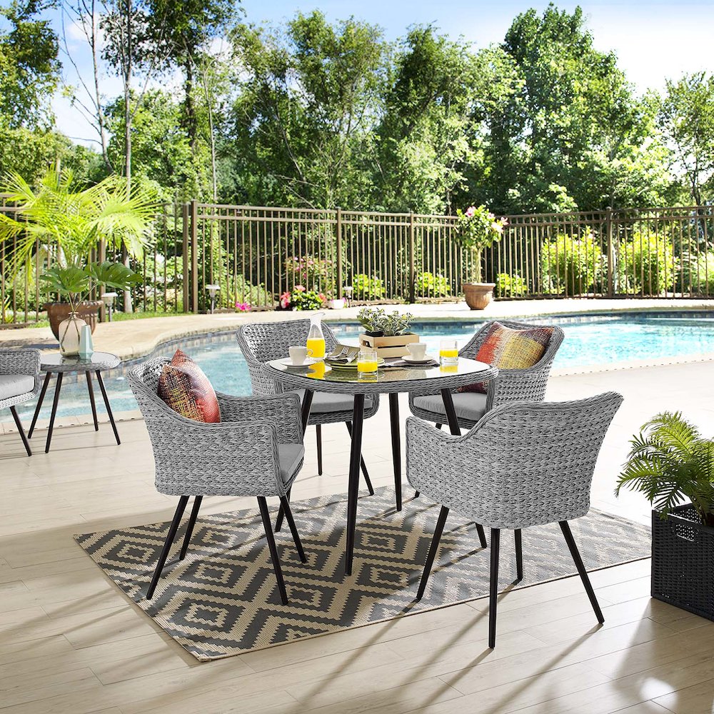 Endeavor 5 Piece Outdoor Patio Wicker Rattan Dining Set. Picture 8