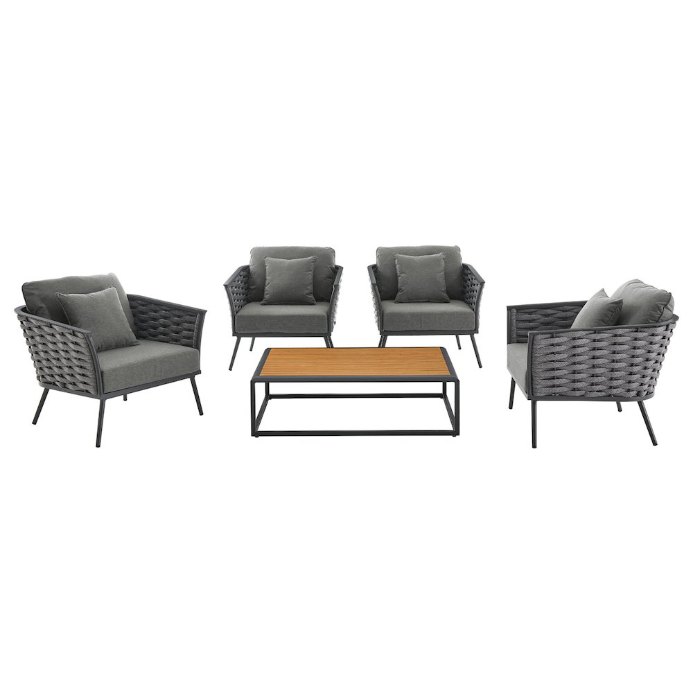 Stance 5 Piece Outdoor Patio Aluminum Sectional Sofa Set. Picture 1