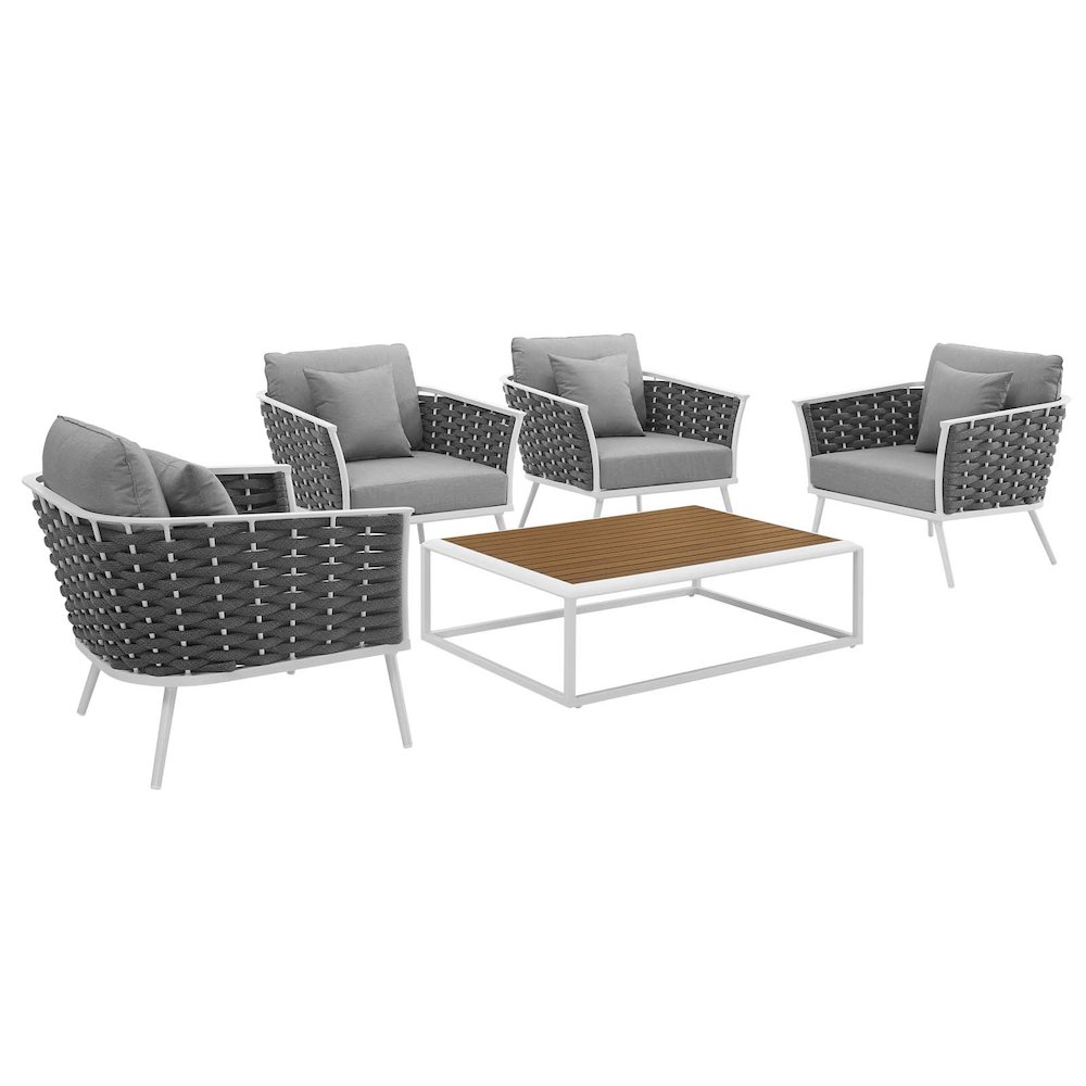 Stance 5 Piece Outdoor Patio Aluminum Sectional Sofa Set. Picture 1