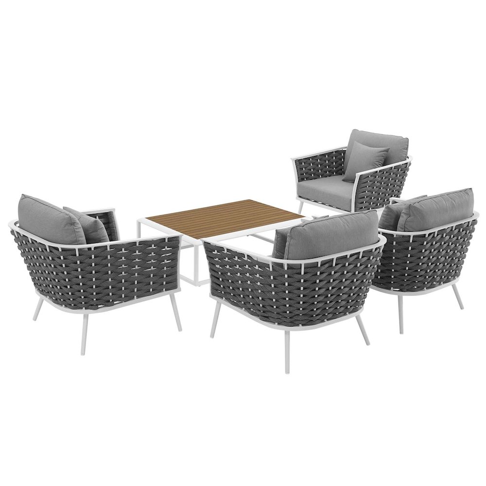 Stance 5 Piece Outdoor Patio Aluminum Sectional Sofa Set. Picture 2