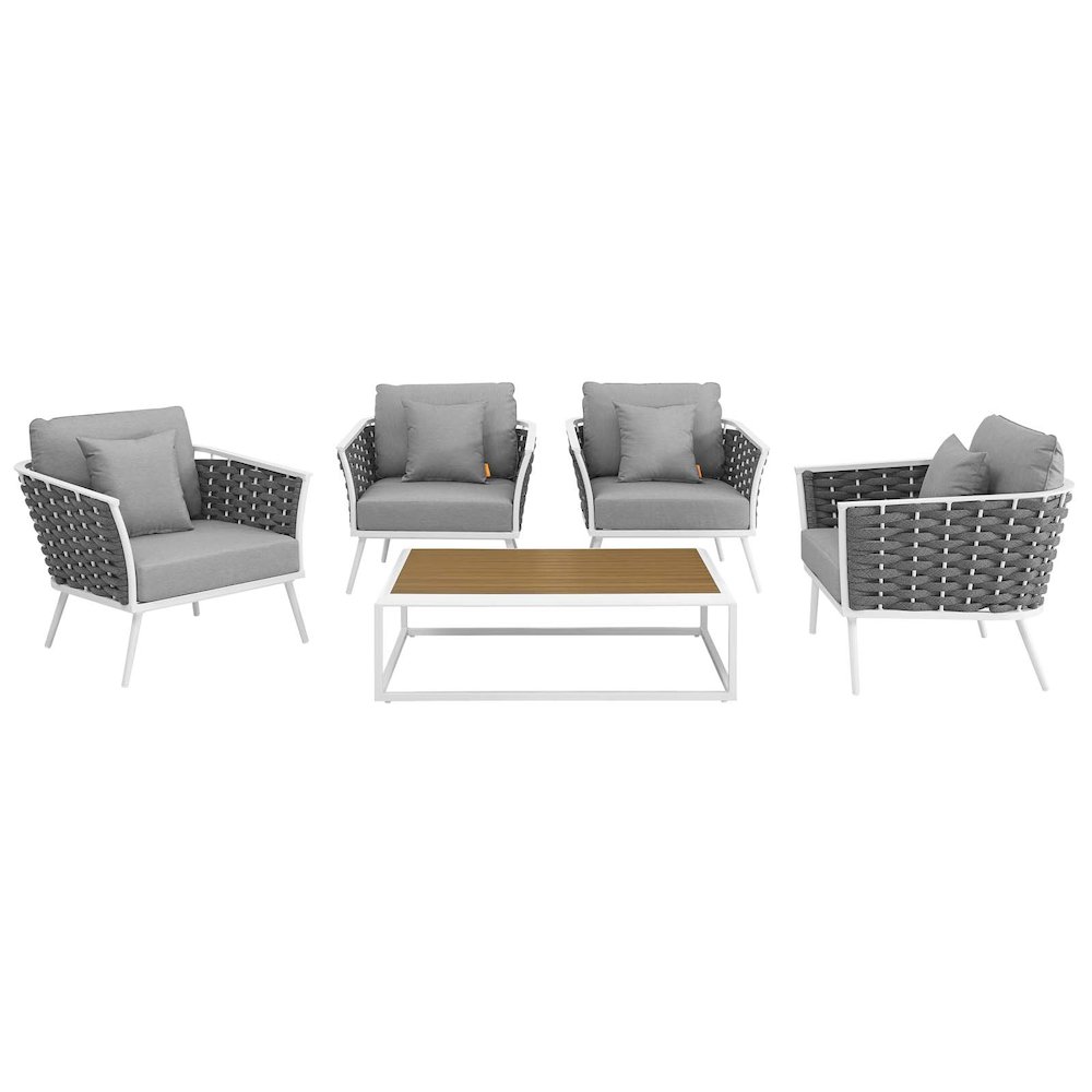 Stance 5 Piece Outdoor Patio Aluminum Sectional Sofa Set. Picture 3