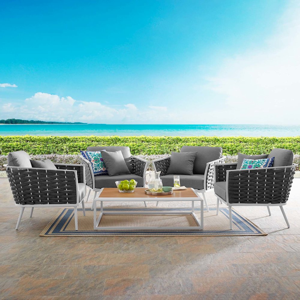 Stance 5 Piece Outdoor Patio Aluminum Sectional Sofa Set. Picture 8