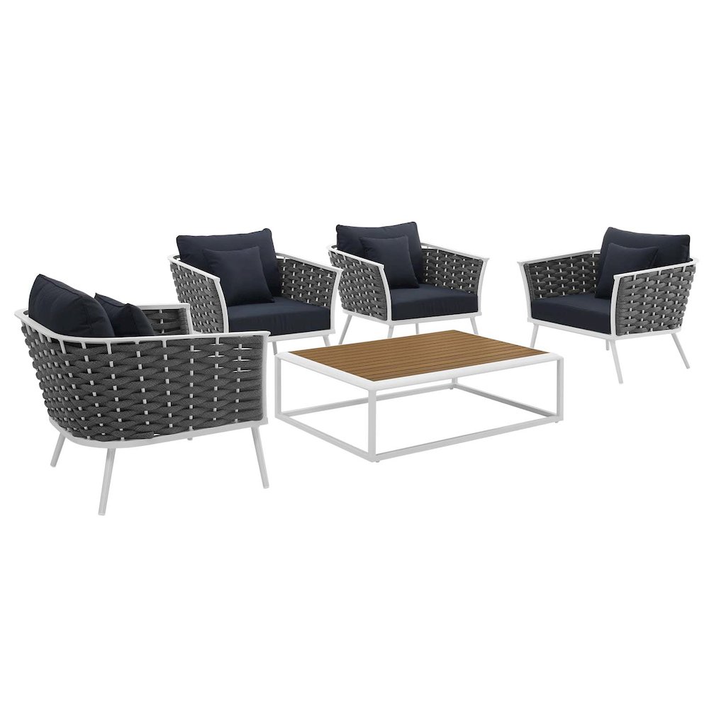 Stance 5 Piece Outdoor Patio Aluminum Sectional Sofa Set. Picture 1