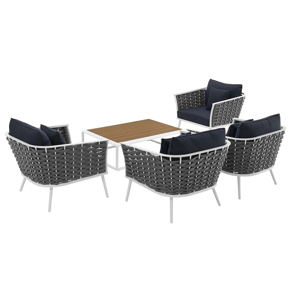 Stance 5 Piece Outdoor Patio Aluminum Sectional Sofa Set. Picture 6
