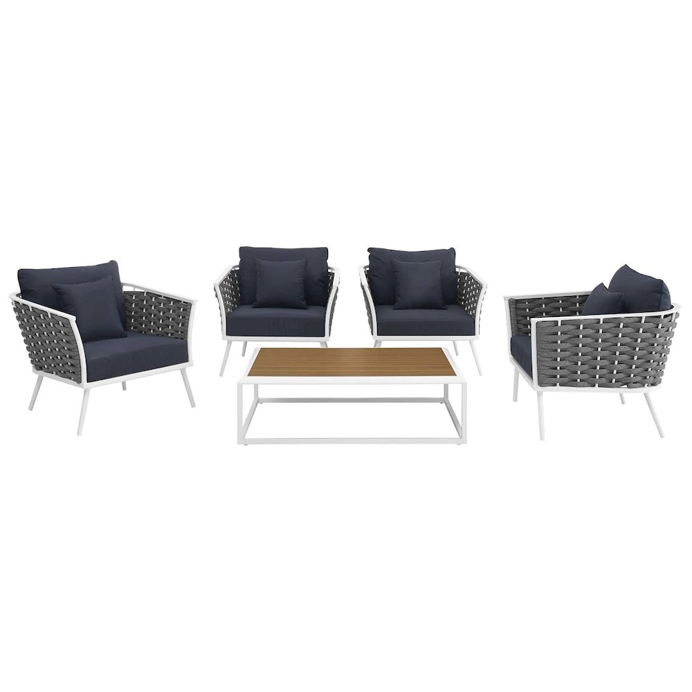 Stance 5 Piece Outdoor Patio Aluminum Sectional Sofa Set. Picture 7