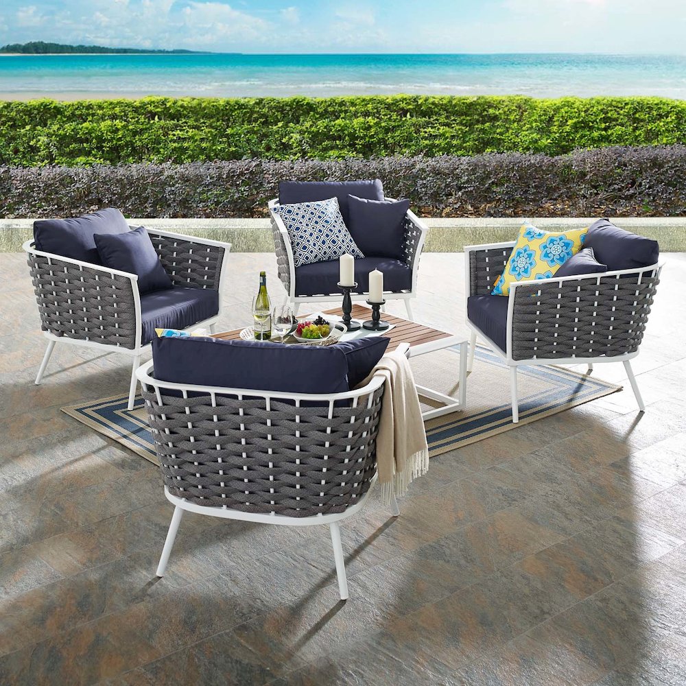 Stance 5 Piece Outdoor Patio Aluminum Sectional Sofa Set. Picture 8