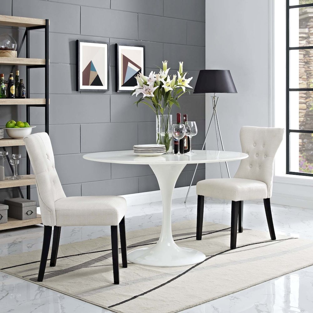 Silhouette Upholstered Fabric Dining Side Chairs Set of 2. Picture 5