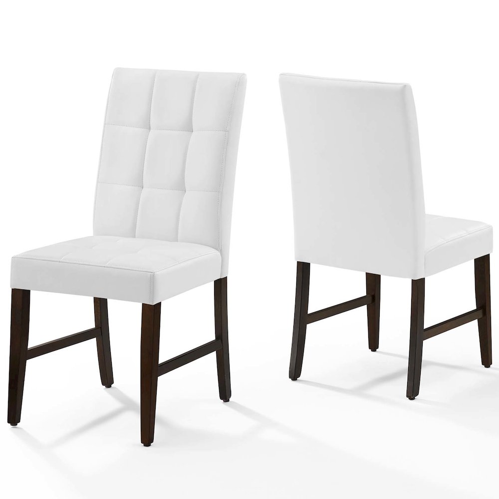 Promulgate Biscuit Tufted Upholstered Faux Leather Dining Side Chair Set of 2. Picture 1