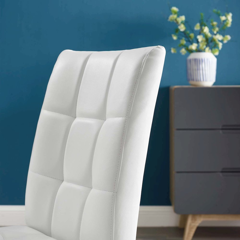 Promulgate Biscuit Tufted Upholstered Faux Leather Dining Side Chair Set of 2. Picture 7