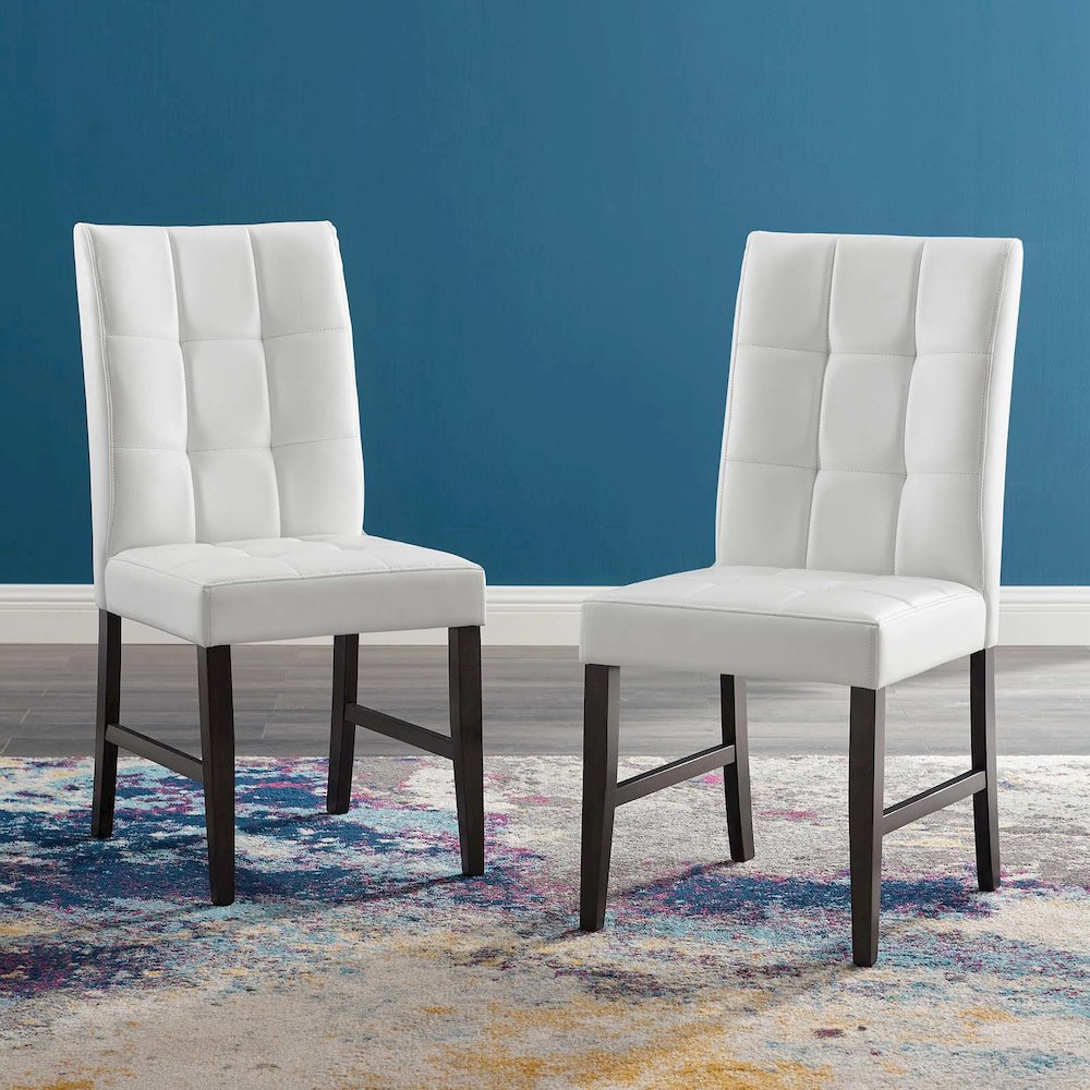 Promulgate Biscuit Tufted Upholstered Faux Leather Dining Side Chair Set of 2. Picture 6