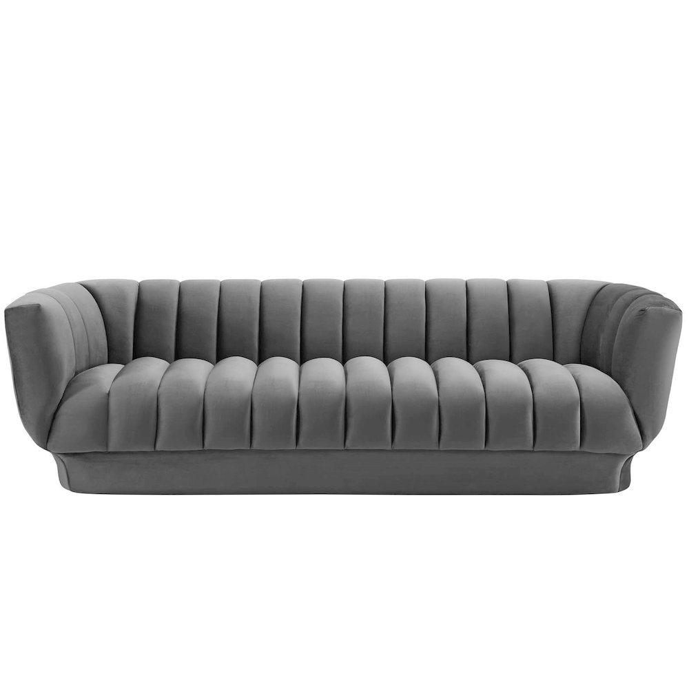 Entertain Vertical Channel Tufted Performance Velvet Sofa. Picture 1
