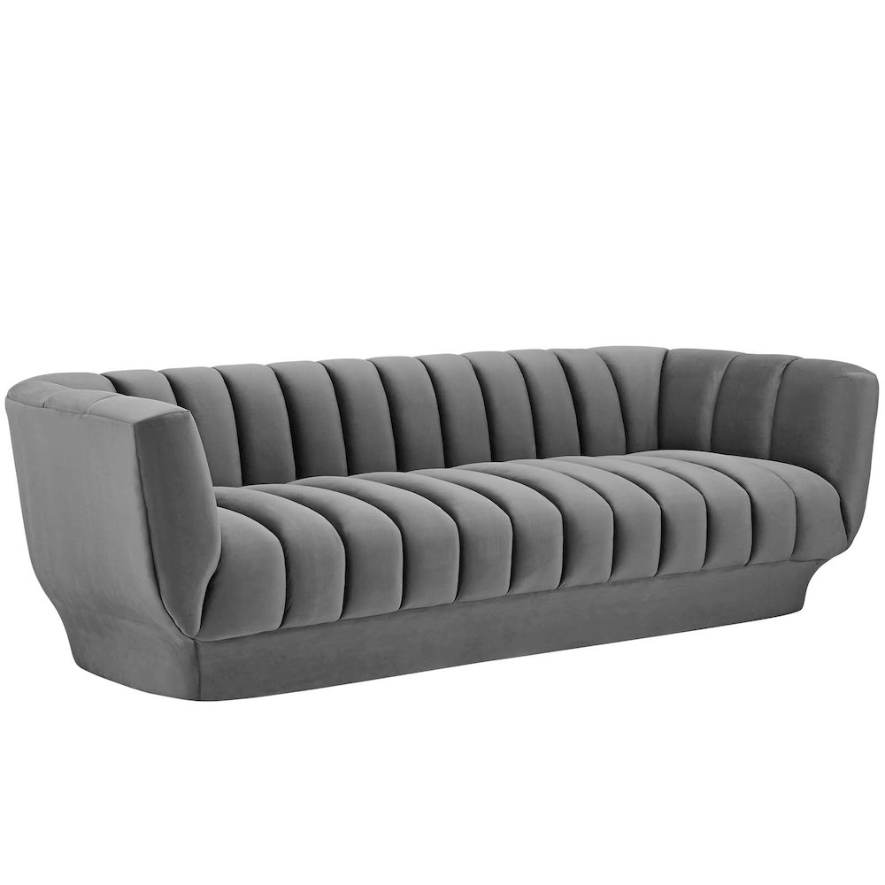 Entertain Vertical Channel Tufted Performance Velvet Sofa. Picture 2