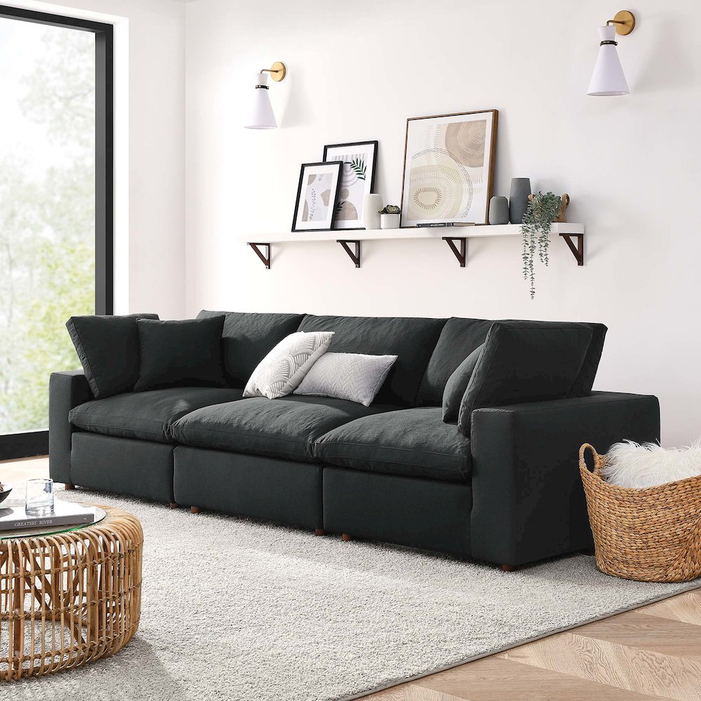 Commix 3 Piece Down Filled Overstuffed Sectional Sofa Set. Picture 14