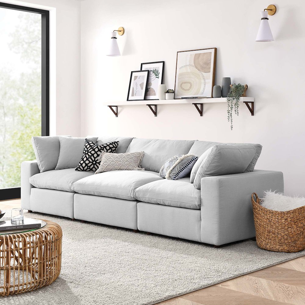 Commix 3 Piece Down Filled Overstuffed Sectional Sofa Set. Picture 14