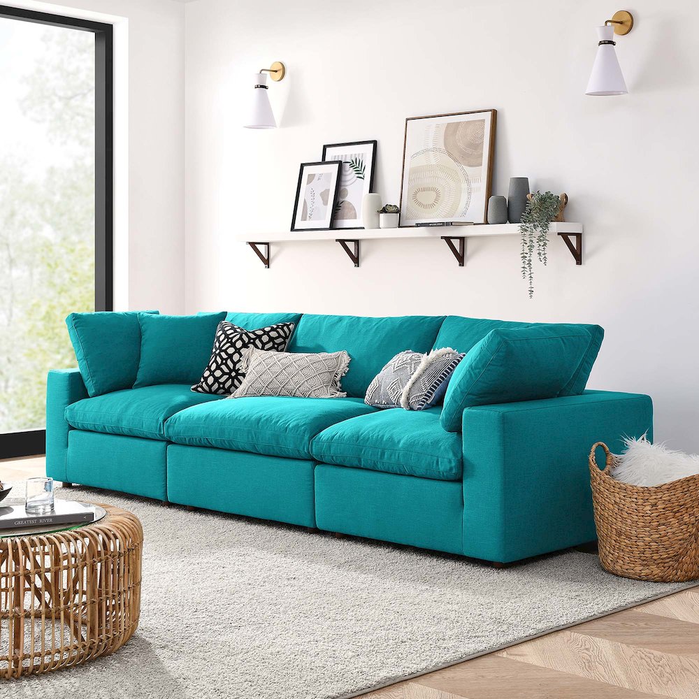 Commix 3 Piece Down Filled Overstuffed Sectional Sofa Set. Picture 14