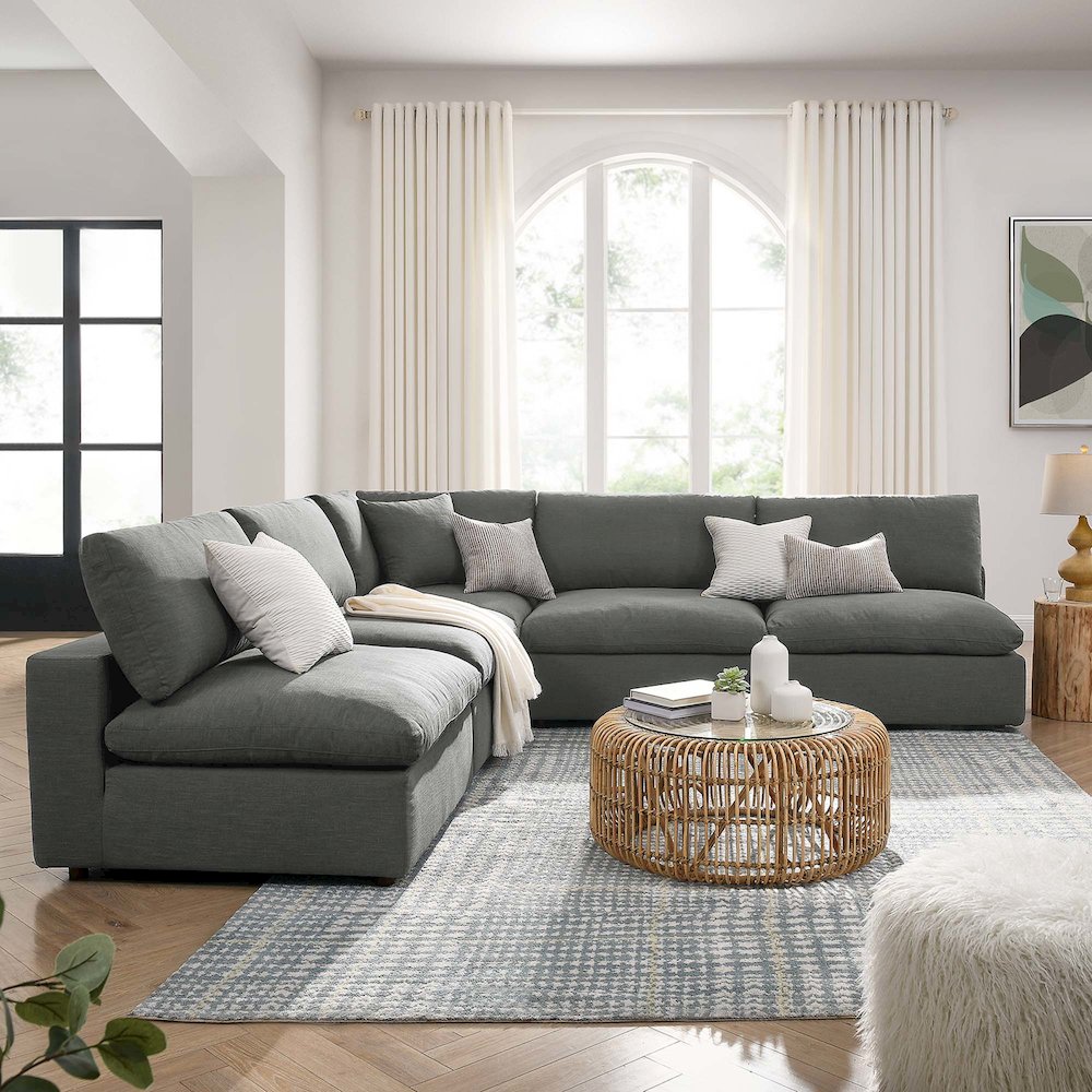Commix 5-Piece Down Filled Overstuffed Armless Sectional Sofa. Picture 14
