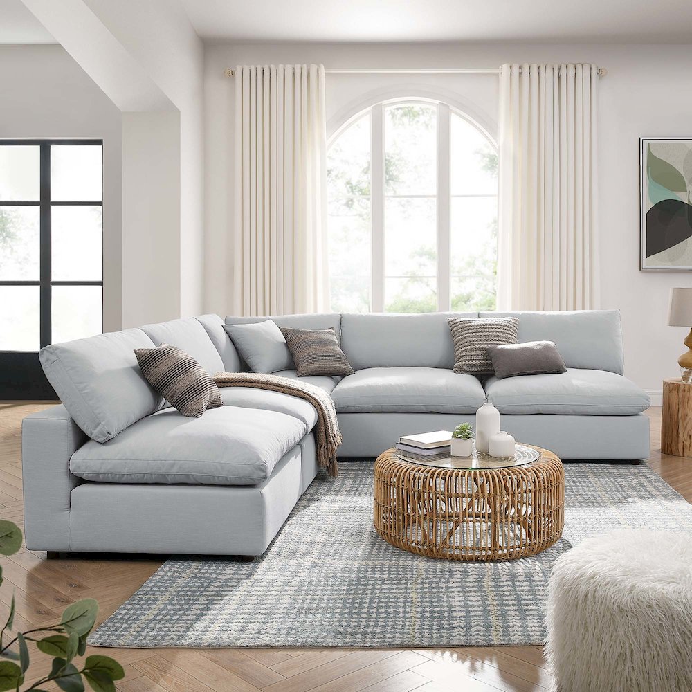 Commix 5-Piece Down Filled Overstuffed Armless Sectional Sofa. Picture 14