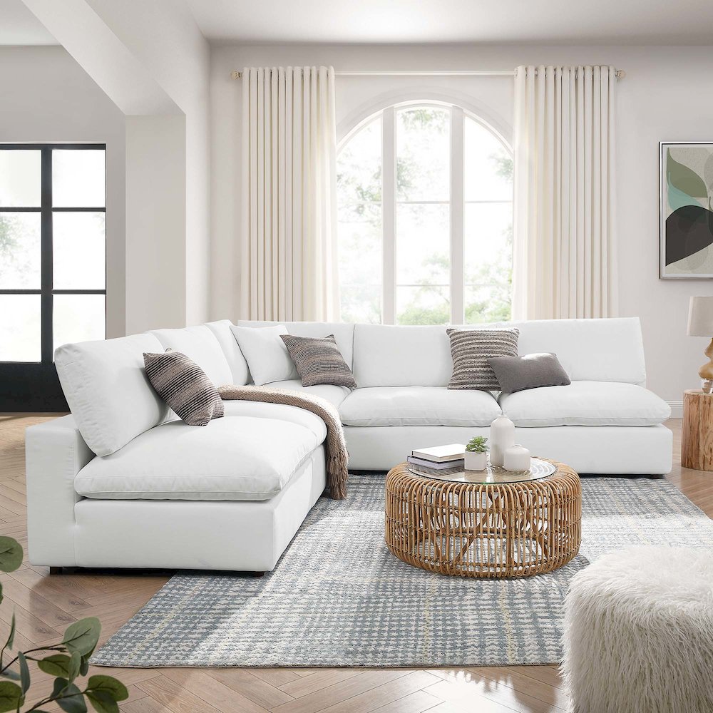 Commix 5-Piece Down Filled Overstuffed Armless Sectional Sofa. Picture 14