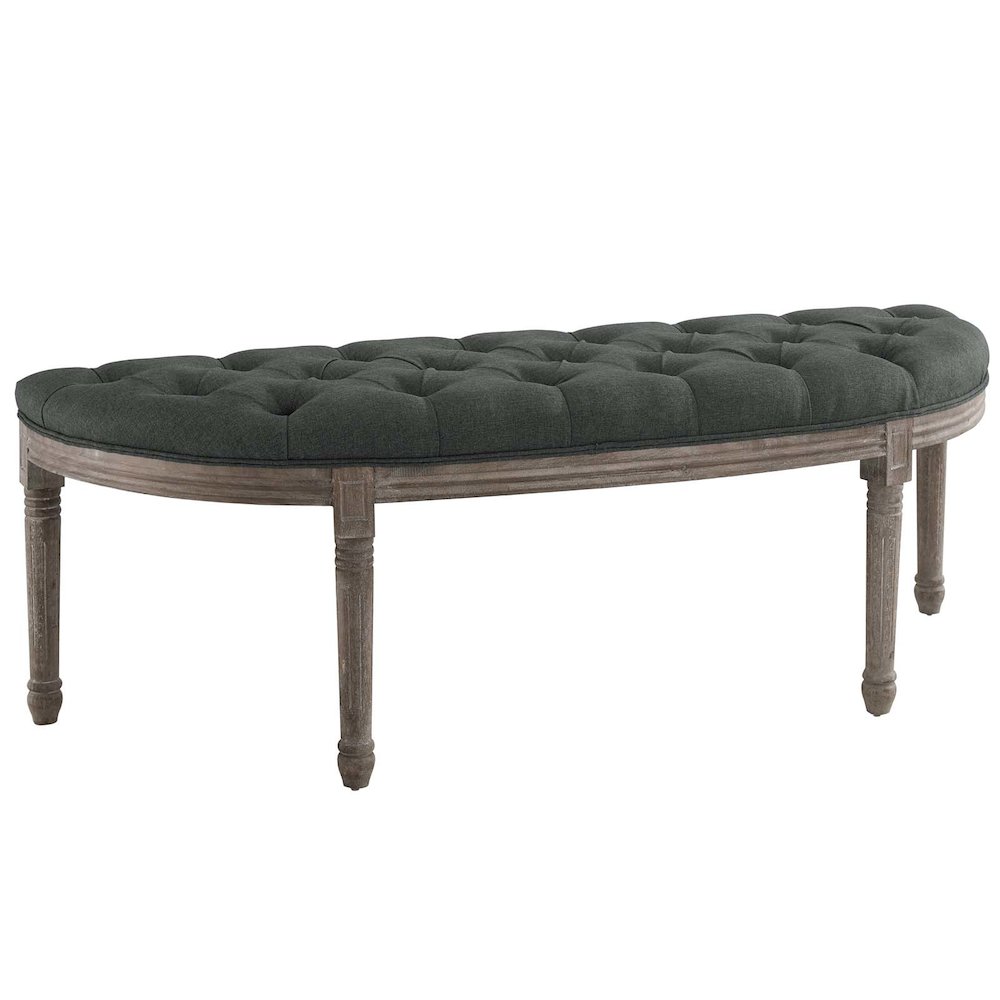 Esteem Vintage French Upholstered Fabric Semi-Circle Bench. Picture 1