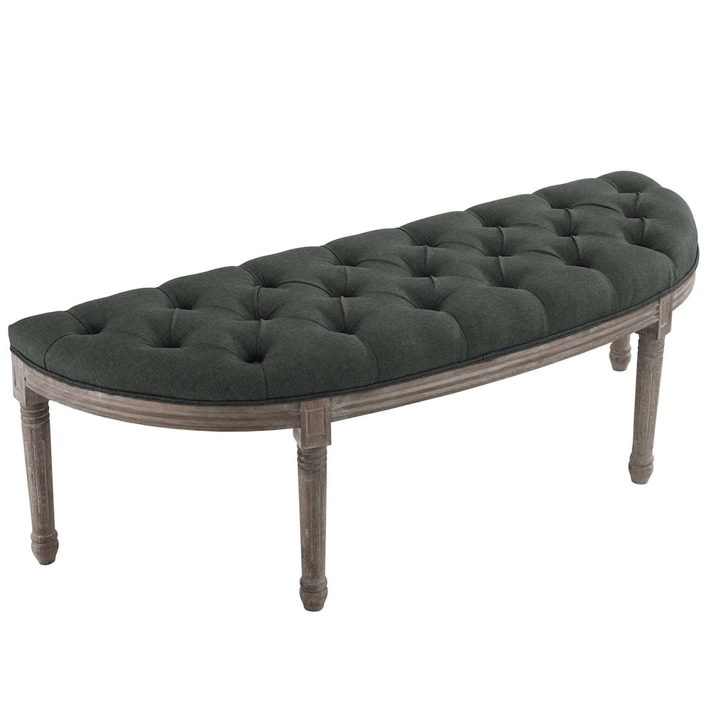 Esteem Vintage French Upholstered Fabric Semi-Circle Bench. Picture 2
