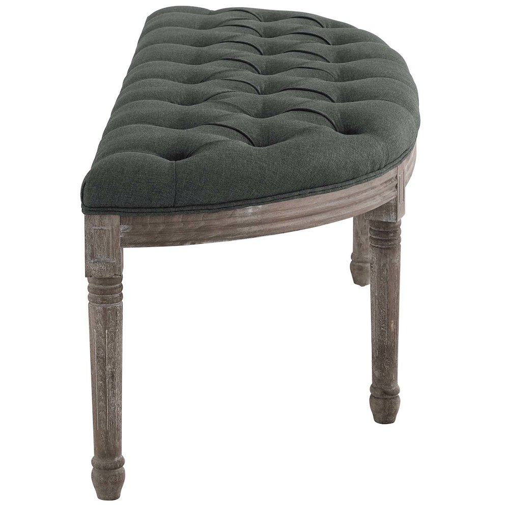 Esteem Vintage French Upholstered Fabric Semi-Circle Bench. Picture 3