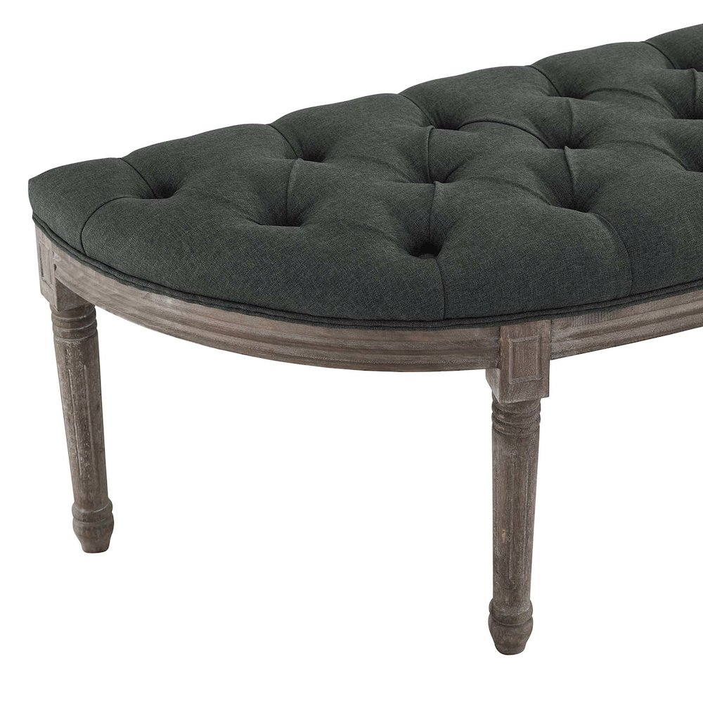 Esteem Vintage French Upholstered Fabric Semi-Circle Bench. Picture 5