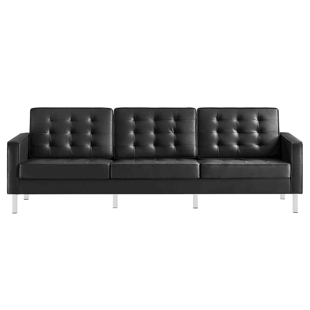 Loft Tufted Vegan Leather Sofa. Picture 5