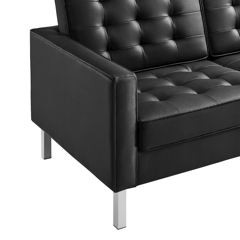Loft Tufted Vegan Leather Sofa. Picture 6