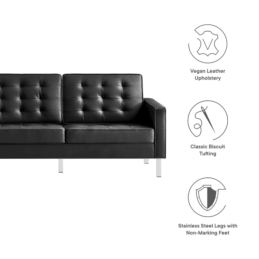 Loft Tufted Vegan Leather Sofa. Picture 2