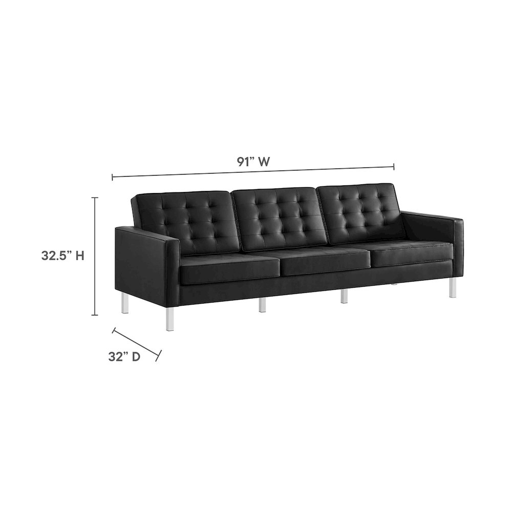 Loft Tufted Vegan Leather Sofa. Picture 3