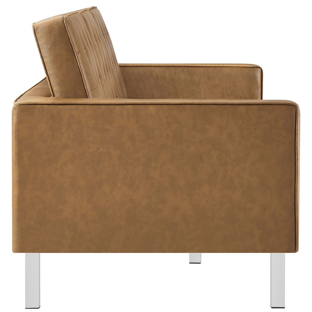 Loft Tufted Vegan Leather Sofa. Picture 4
