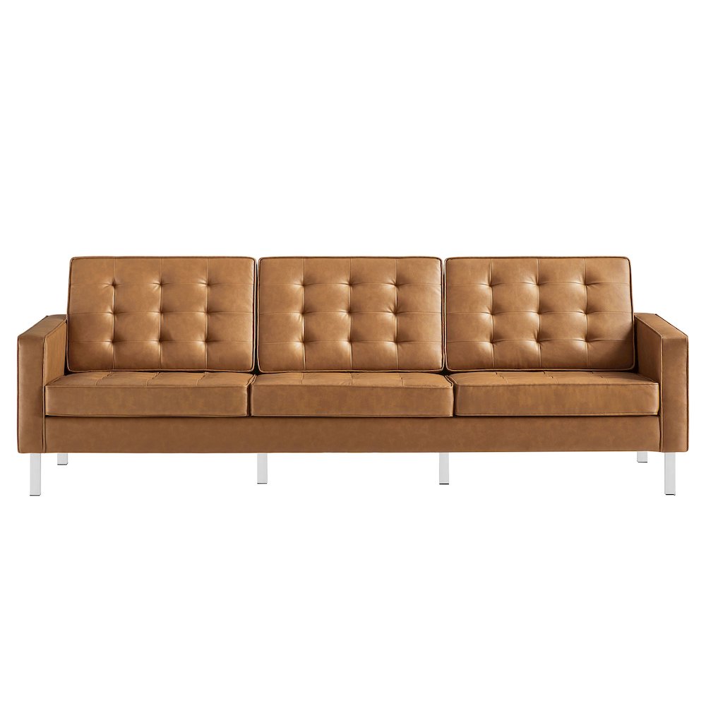 Loft Tufted Vegan Leather Sofa. Picture 6