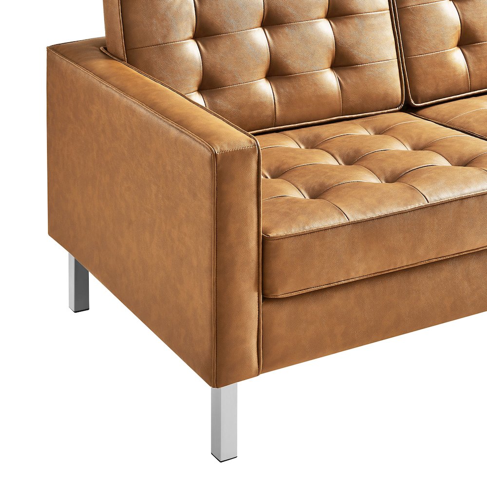 Loft Tufted Vegan Leather Sofa. Picture 7