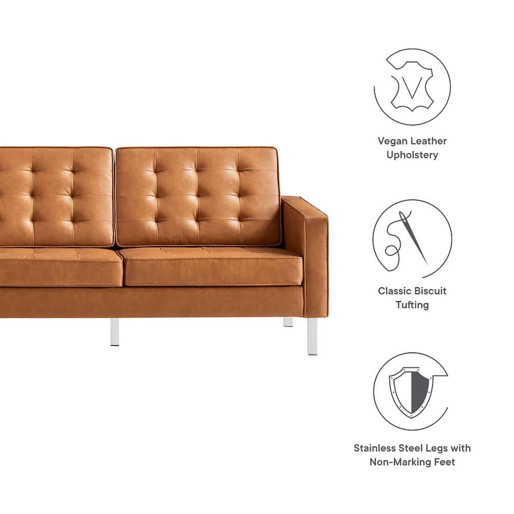 Loft Tufted Vegan Leather Sofa. Picture 2