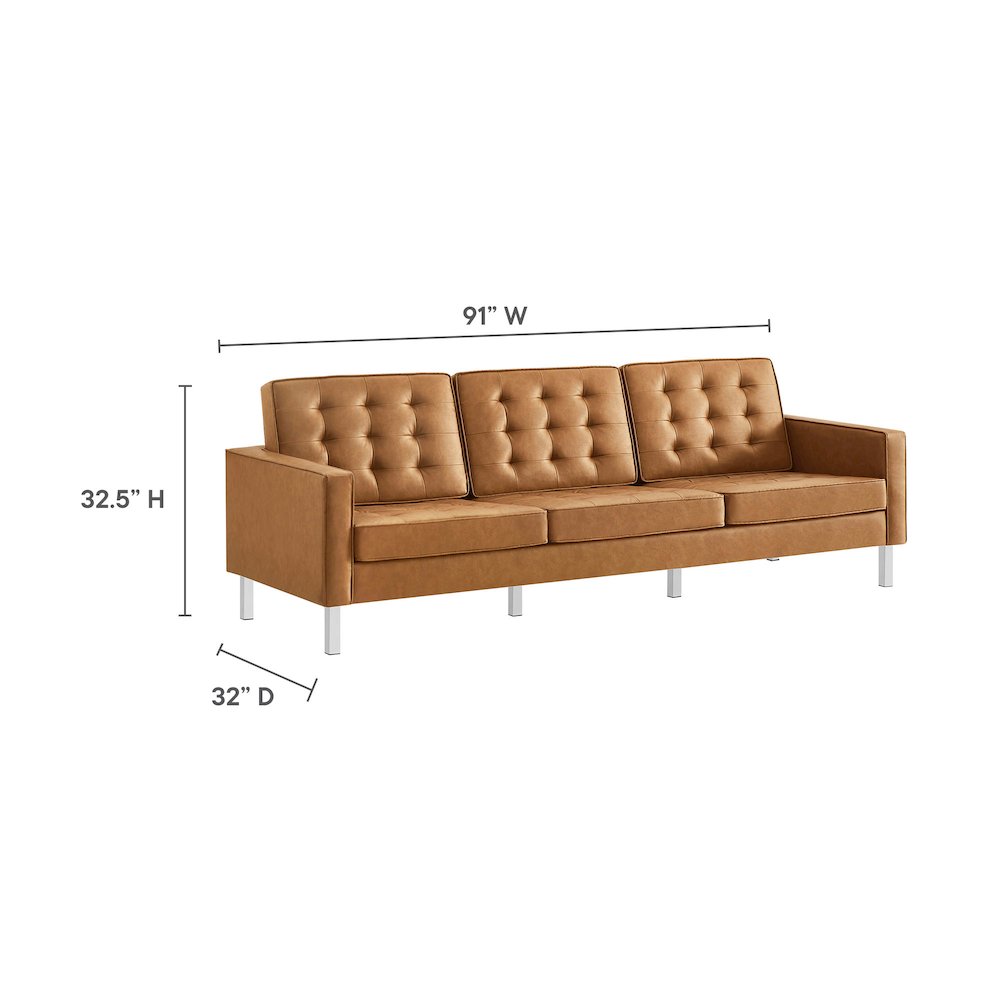 Loft Tufted Vegan Leather Sofa. Picture 3