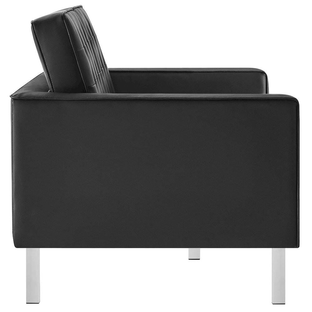 Loft Tufted Vegan Leather Loveseat. Picture 4