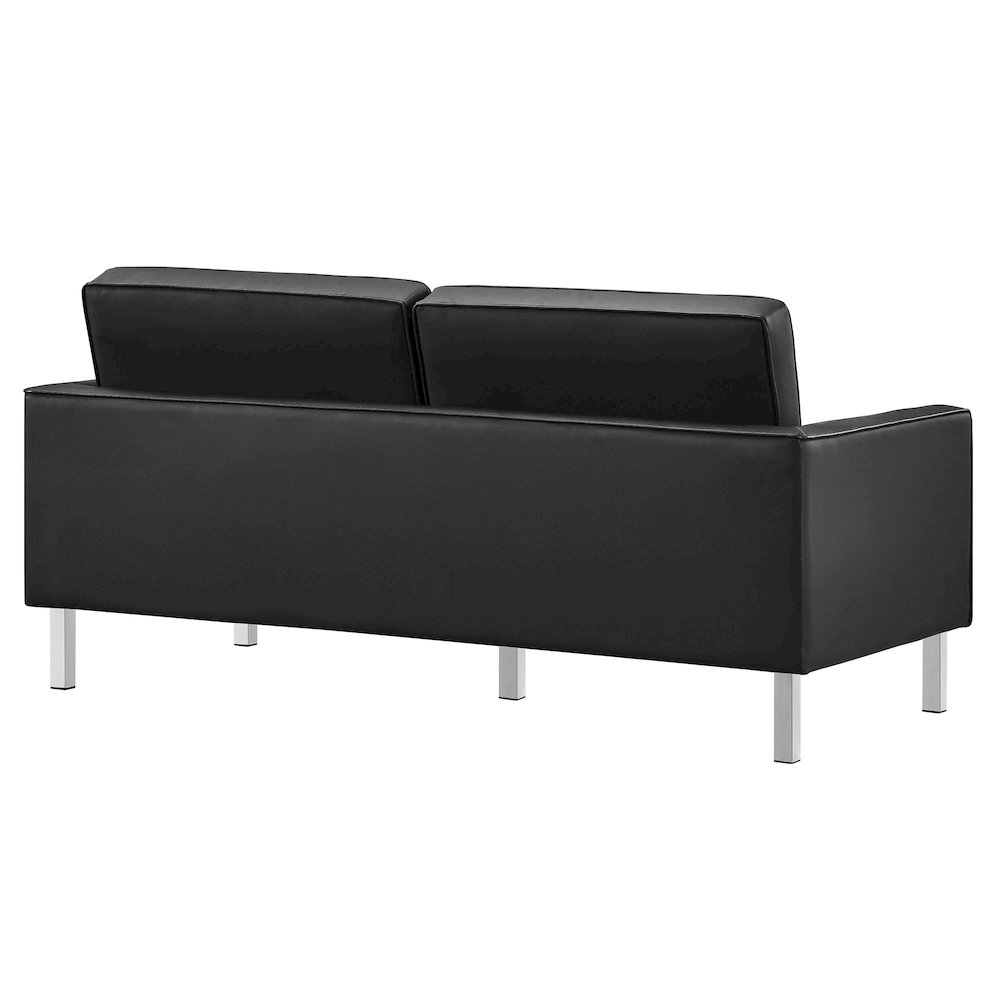 Loft Tufted Vegan Leather Loveseat. Picture 5