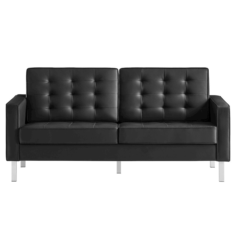 Loft Tufted Vegan Leather Loveseat. Picture 6