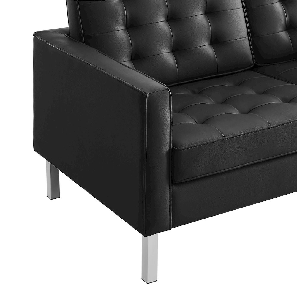 Loft Tufted Vegan Leather Loveseat. Picture 7