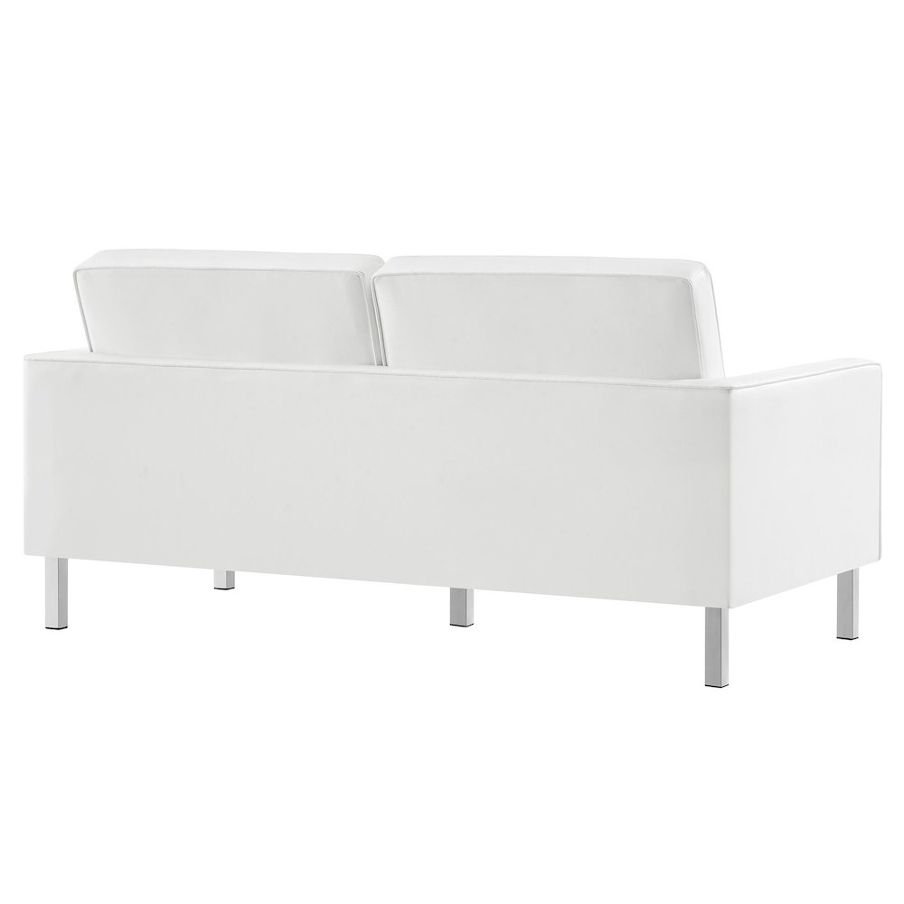 Loft Tufted Vegan Leather Loveseat. Picture 5
