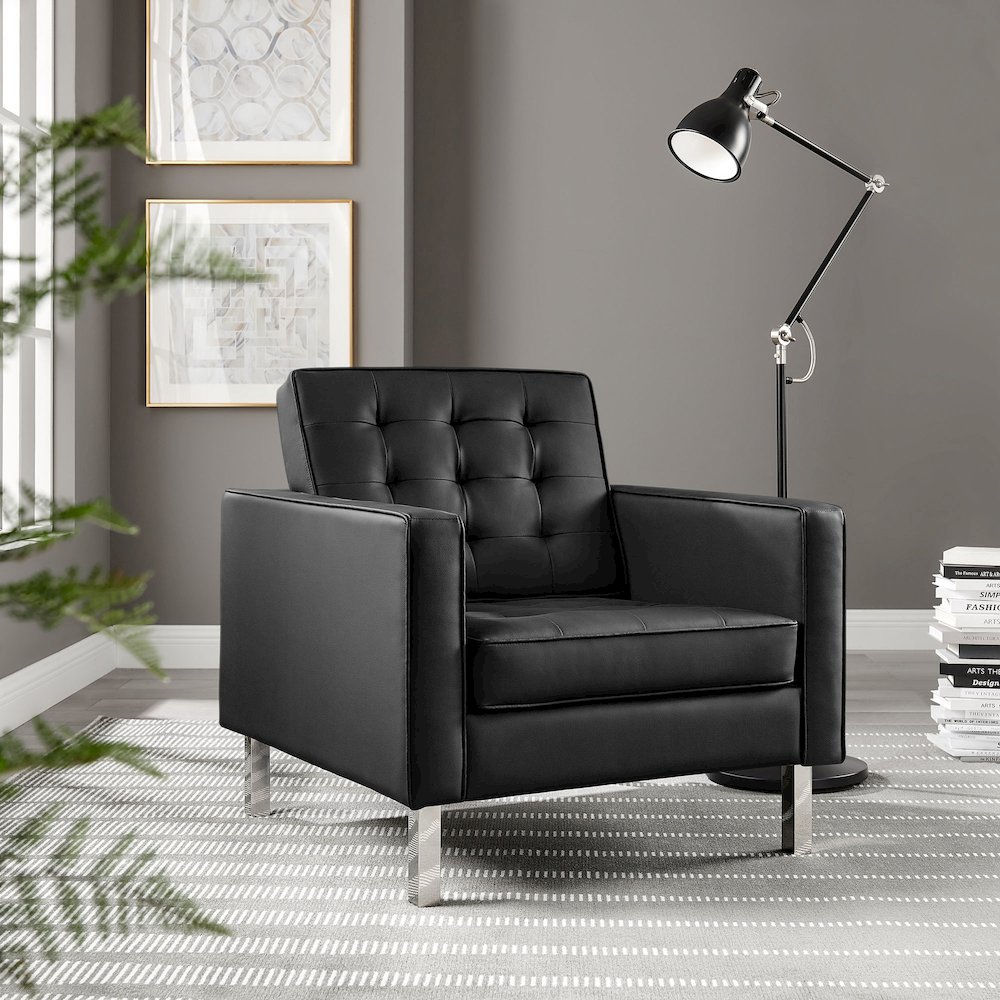 Loft Tufted Vegan Leather Armchair. Picture 9